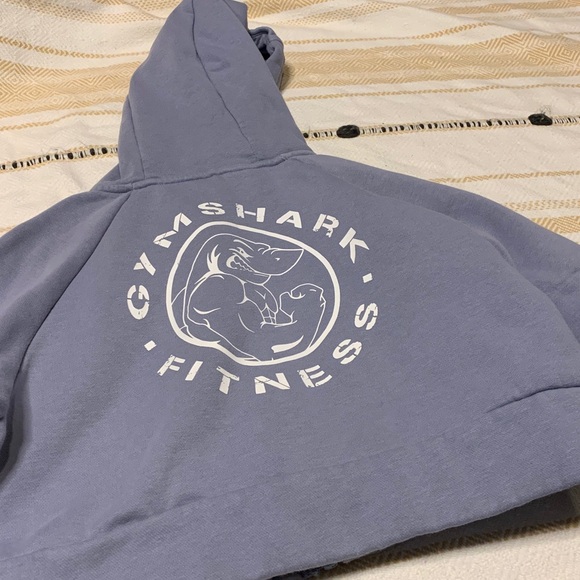 Gymshark Purple Gray Cropped Hoodie Full Zip Fleece Lined Size Small Athleisure - Picture 3 of 9